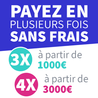 Payez jusqu'à 4 fois sans frais à partir de 3000€
