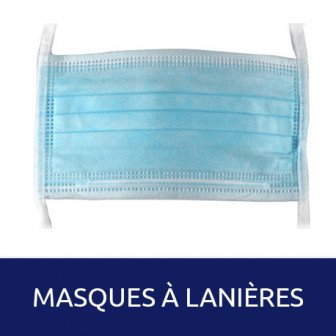Masque de chirurgie à lanières bleu 50u Medistock