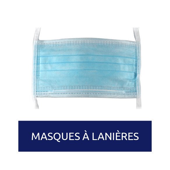 Masque de chirurgie à lanières bleu 50u Medistock