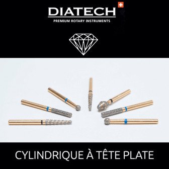 Fraises Diatech Diamant Cylindrique à tête plate - Blister de 5 fraises / Coltene