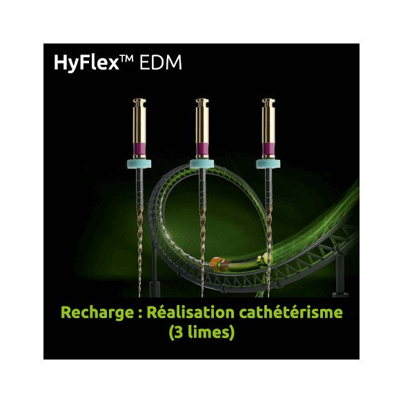 Limes Hyflex EDM Recharge réalisation cathétérisme 3 limes Coltene