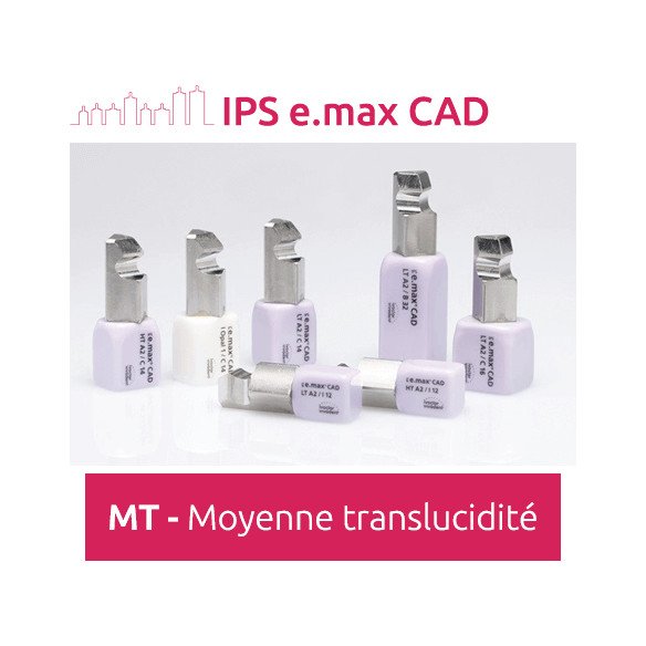IPS e.max CAD MT (translucidité moyenne) - 5 blocs Ivoclar Vivadent