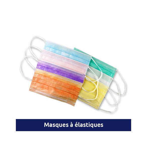 Masque de chirurgie à élastiques Mask+ 50u Medistock - Masque médical type IIR